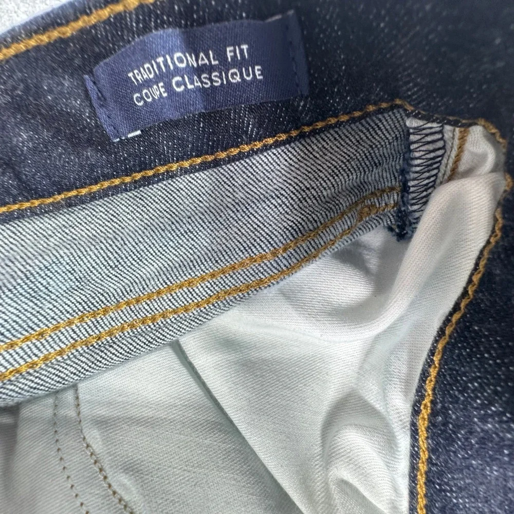 Lands' End Square Rigger Jeans Blue Dark Wash Straight Denim Mens 36x30